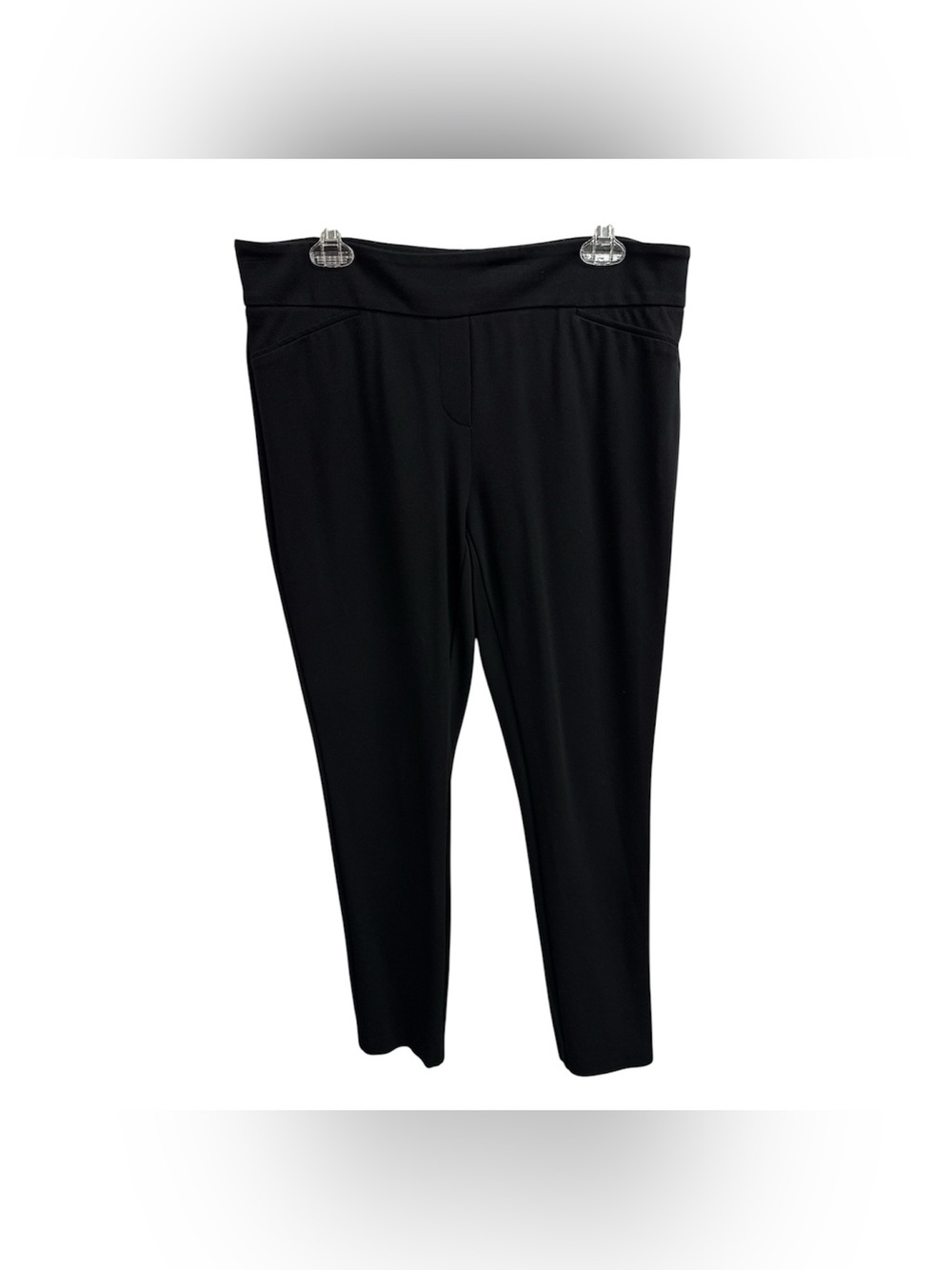 Dalia Black Cropped Ponte Pull-On Pants Size L
